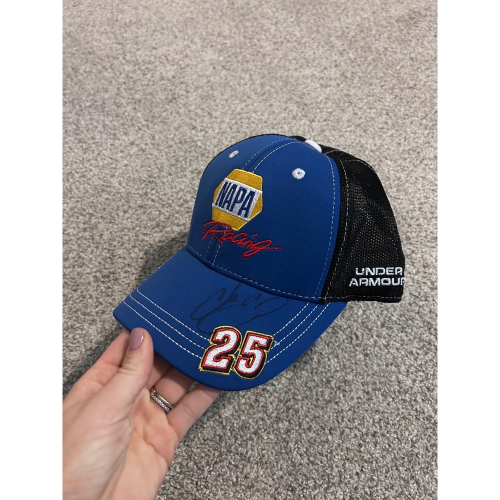 Chase‎ Elliot signed NAPA Racing 25 Under Armour Trucker Hat Blue Mesh NASCAR